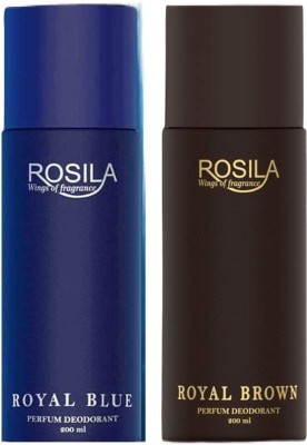 Rosilla Royal Blue & Royal Brown Deodorant Body Spray 200ml Pack of 2 Body Spray  -  For Men(400 ml, Pack of 2)
