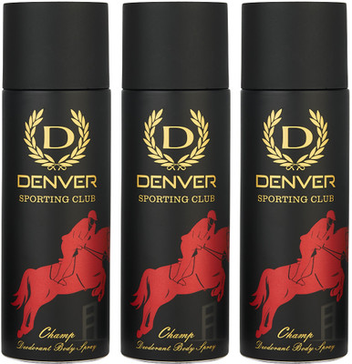 DENVER Sporting Club Champ Deodorant Spray  -  For Men(600 ml, Pack of 3)