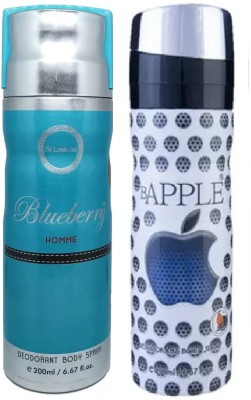 St. Louis BLUEBERRY HOMME & B APPLE DEODORANT ,200 ML EACH,PACK OF 2 Deodorant Spray  -  For Men & Women(400 ml, Pack of 2)