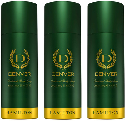 DENVER Hamilton Combo (Pack of 3) Deodorant Spray  -  For Men(600 ml, Pack of 3)