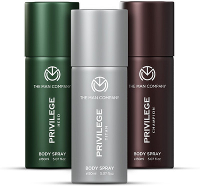 THE MAN COMPANY Hero, Champion & Titan | Long-Lasting Deos Privilege Deodorant Spray – For Men On Flipkart 150ml×3=450ml For Rs. 269 @ 70% off