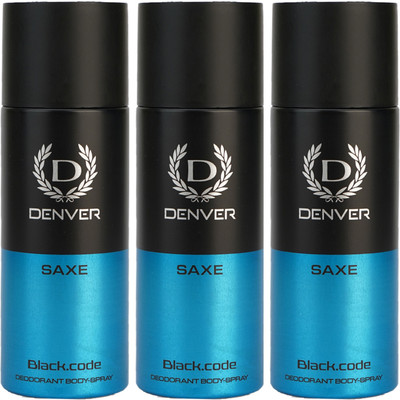 DENVER Saxe Black.code Deo Deodorant Spray  -  For Men(450 ml, Pack of 3)
