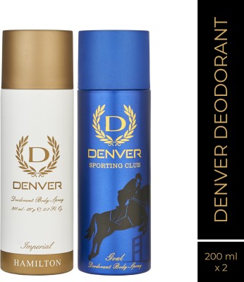 DENVER Imperial and Goal Combo Deodorant Spray  -  For Men(400 ml, Pack of 2)