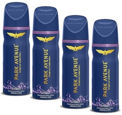 PARK AVENUE STROM 4PCS(225MRP)EACH. Body Spray  -  For Men & Women(600 ml, Pack of 4)