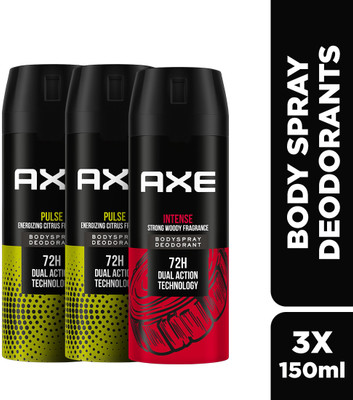 AXE Intense (Pack of 1) + Pulse (Pack of 2) Body Spray - For Men(450 ml, Pack of 3)