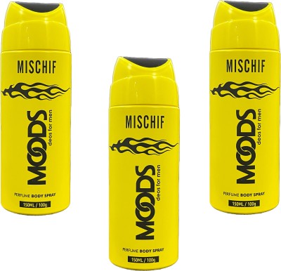 MOODS Mischif Perfume Body Spray - 150ml (Pack of 3) Deodorant Spray  -  For Men & Women(450 ml, Pack of 3)