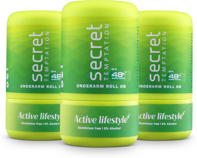 Secret Temptation Active Lifestyle Roll-on Pack of 3 Deodorant Roll-on  -  For Women(150 ml, Pack of 3)