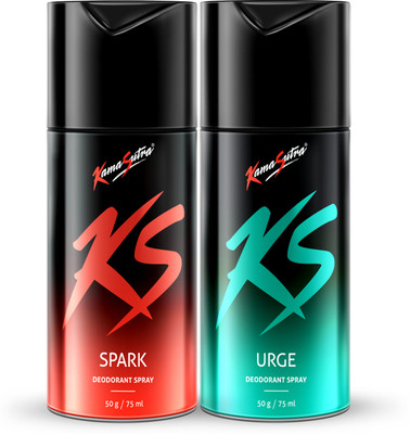 Kamasutra Spark and Urge Deodorant Spray  -  For Men(150 ml, Pack of 2)
