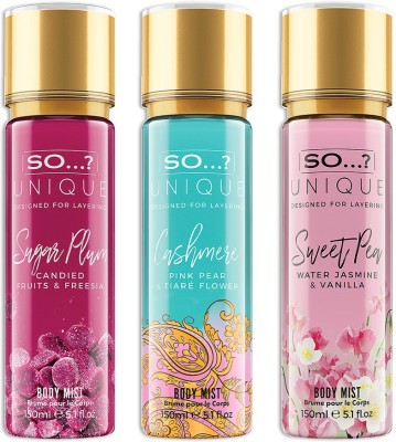 so Tropical Strom ( sugar Plum +cashmere + Sweet Pea ) Body Mist  -  For Women(450 ml, Pack of 3)