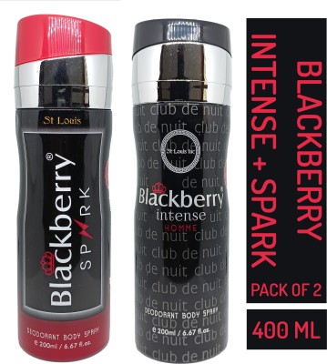 St. Louis Blackberry Spark & Intense Combo Deodorant Spray  -  For Men & Women(400 ml, Pack of 2)