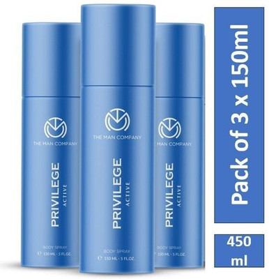 THE MAN COMPANY Privilege Active Long Lasting Deodorant Combo Pack of 3 Deodorant Spray  -  For Men(450 ml, Pack of 3)