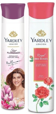 Yardley London 1 STAR FLOWERAZZI & 1 ROYAL RED ROSES , 150 ML EACH , PACK OF 2 Deodorant Spray  -  For Men & Women(300 ml, Pack of 2)