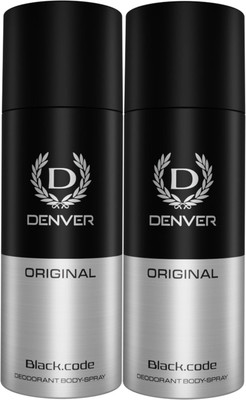 DENVER Original Black.code Deodorant Body Spray  -  For Men(400 ml, Pack of 2)