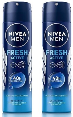 NIVEA Fresh Active Deodorant Spray - Men & Women (300ml, Pack of 2) Deodorant Spray  -  For Men & Women(300 ml, Pack of 2)