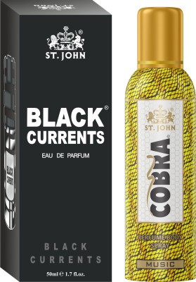 ST-JOHN Cobra Deodrant No Gas Music 100ml & Black Current 50ml Perfume Combo Pack Perfume Body Spray  -  For Men & Women(150 ml, Pack of 2)