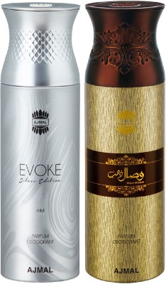 Ajmal Evoke & Wisal Dhahab Deodorant Spray Deodorant Spray  -  For Men(200 ml, Pack of 2)