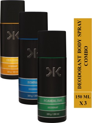 KILLER Obsession,Sensual and Scandalous Deodorant Spray  -  For Men(450 ml, Pack of 3)