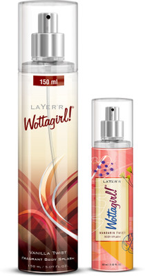 LAYER'R Wottagirl Vanilla Twist 150ml + Mandarin Twist 60ml Body Spray  -  For Women(210 ml, Pack of 2)