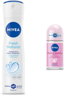NIVEA Fresh Natural Deodorant 150ml & Pearl & Beauty Radiance Roll-on 50ml Deodorant Spray  -  For Men & Women(200 ml, Pack of 2)