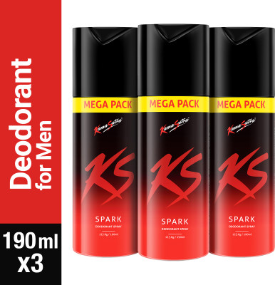 Kamasutra KS Spark Super Save Pack Deodorant Spray  -  For Men(570 ml, Pack of 3)