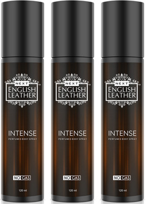 NEXT English Leather INTENSE Whiff of Sensation Deo, 3 Luxurious Packs Perfume Body Spray  -  For Men & Women(360 ml, Pack of 3)
