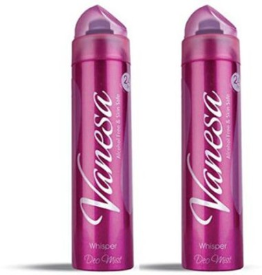 VANESA Whisper Deo Mist Alcohol Skin Friendly ( Pack of 2) Deodorant Spray  -  For Women(300 ml, Pack of 2)