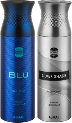 Ajmal Blu & SilverShade Deodorant Spray  -  For Men(400 ml, Pack of 2)