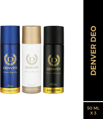 DENVER Pride, Imperial & Caliber Nano Deo (50ml x 3) Deodorant Spray - For Men(150 ml, Pack of 3)
