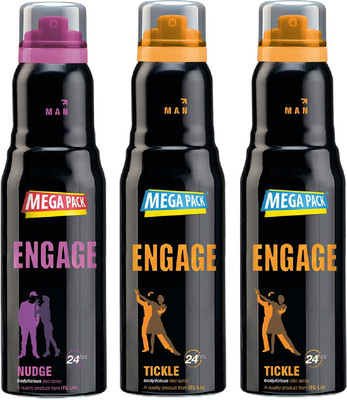 Engage Deo Combo 1 Nudge 220ml and 2 Tickle 220ml Deodorant Spray  -  For Men(660 ml, Pack of 3)