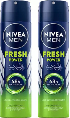 NIVEA Fresh Power Deo Spray, 48h Derma Odour Protection with Citrus, Musk, Spice Body Spray  -  For Men(150 ml, Pack of 2)