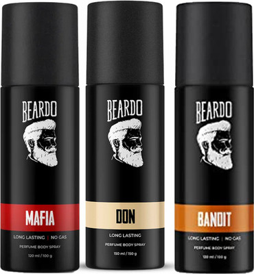 BEARDO Mafia Perfume 120ml With Bandit Perfume 120ml and Don Perfume 150ml (Pack of 3) Perfume Body Spray – For Men (390 ml, Pack of 3)