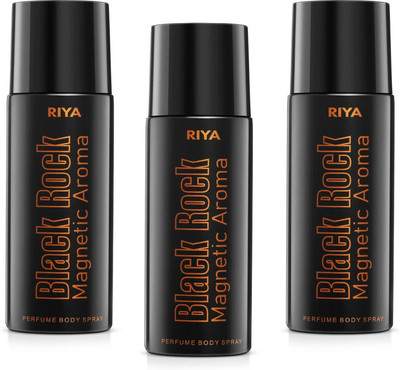RIYA Black Rock Body Spray Deodorant For Men's Pack Of 3 150 Ml Each Deodorant Spray  -  For Men(450 ml, Pack of 3)
