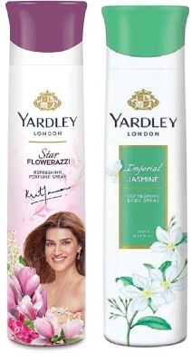 Yardley London 1 STAR FLOWERAZZI & 1 IMPERIAL JASMINE , 150 ML EACH , PACK OF 2 Deodorant Spray  -  For Men & Women(300 ml, Pack of 2)