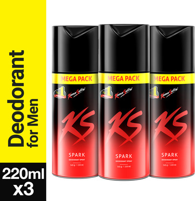 Kamasutra Spark Super Save Pack Deodorant Spray  -  For Men(660 ml, Pack of 3)