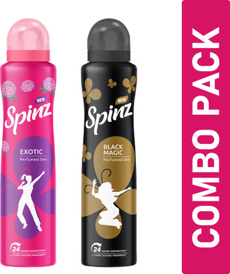 Spinz Exotic & Black Magic Perfumed Deo for Women,Combo Pack, (200ml x 2) Deodorant Spray  -  For Women(400 ml, Pack of 2)