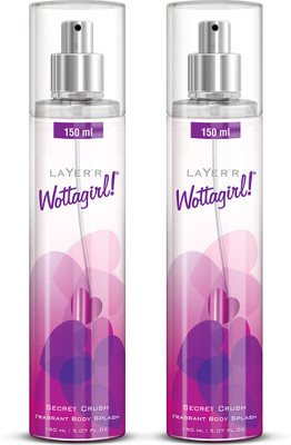 LAYER'R Wottagirl Secret Crush Fragrant Long Lasting Fragrance Body Spray - For Women(150 ml, Pack of 2)