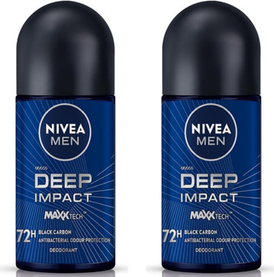 NIVEA Men Deep Impact Freshness Black Carbon Roll On (PO2X50ML) Deodorant Roll-on  -  For Men(100 ml, Pack of 2)