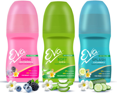EVA Splash, Soft, Shine Deodorant Roll-on  -  For Women(75 ml, Pack of 3)