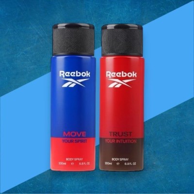 REEBOK Move Your Spirit And Trust Your Intuition Body Spray  -  For Men(400 ml, Pack of 2)