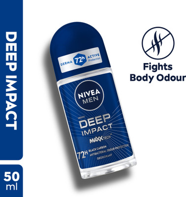 Nivea Men Deep Impact with Maxxtech, Black Carbon, 72h Odour Protect, Long Lasting Deodorant Roll-on - For Men(50 ml)