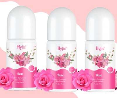 HYFIC al: Natural Roll-On Deodorant with Fragrant Rose Essence - Alcohol-Free Deodorant Roll-on  -  For Men & Women(50 ml, Pack of 3)