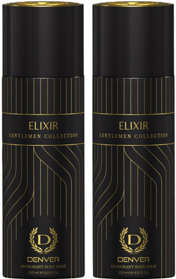DENVER Gentlemen Collection Elixir Body Deodorant Spray  -  For Men(200 ml, Pack of 2)