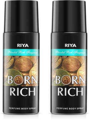 RIYA Born Rich Body Spray Deodorant For Unisex Pack Of 2 150 Ml Each Deodorant Spray  -  For Men & Women(150 ml, Pack of 2)