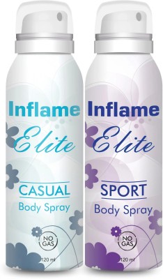 Inflame Woman Elite Body Spray- Casual 120ml & Sport 120ml Body Spray  -  For Women(240 ml)