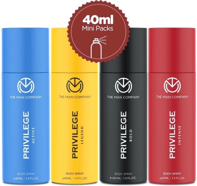 THE MAN COMPANY Privilege Combo Travel Pack | Premium Long Lasting Fragrance Deodorant Spray  -  For Men & Women(160 ml, Pack of 4)