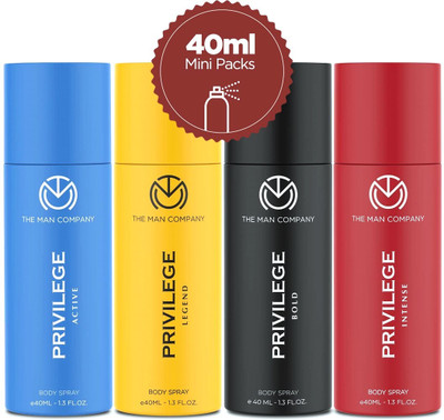 THE MAN COMPANY Privilege Combo Travel Pack | Premium Long Lasting Fragrance Deodorant Spray  -  For Men & Women(160 ml, Pack of 4)