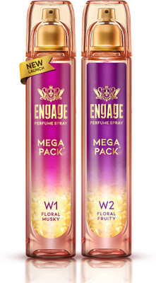 Engage W1 & W2 Mega Pack Perfume Spray Combo for Women 160ml x2,Long Lasting Fragrance Deodorant Spray  -  For Women(320 ml, Pack of 2)