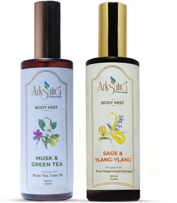 ARKSUTRA Combo of Musk & Green Tea, Sage & Ylang - Ylang Body Mist 100ml Each(200 ml)