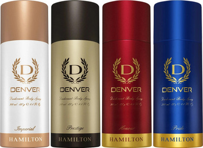 DENVER Imperial,Honour, Pride & Prestige Deodorant Spray  -  For Men(800 ml, Pack of 4)