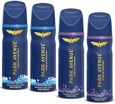 PARK AVENUE COOL BLUE+STROM 4PCS(225MRP)EACH. Body Spray  -  For Men & Women(600 ml, Pack of 4)